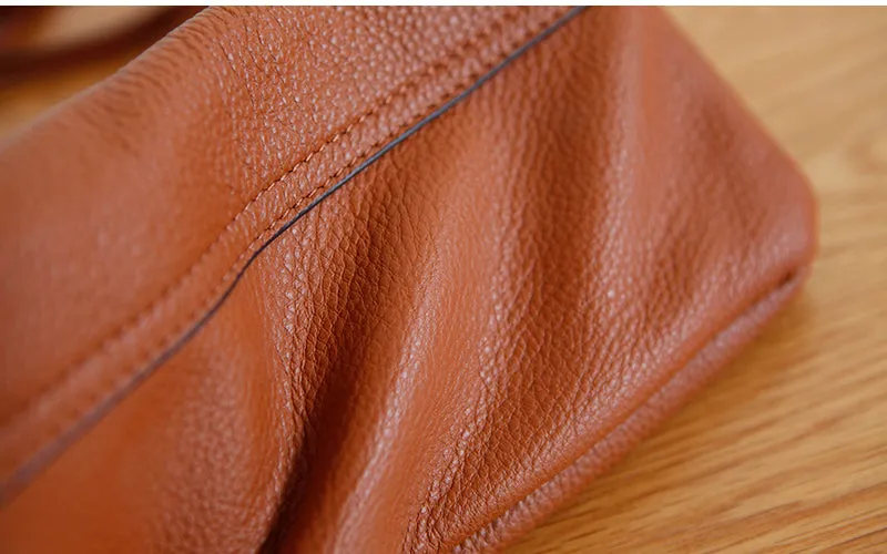 Womens Brown Leather Flap Crossbody Bag Purse Ladies Shoulder Bag