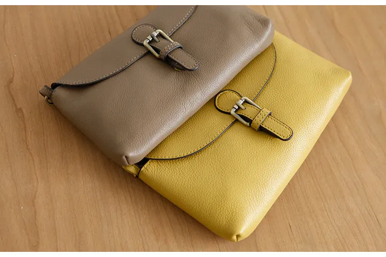 Womens Brown Leather Flap Crossbody Bag Purse Ladies Shoulder Bag