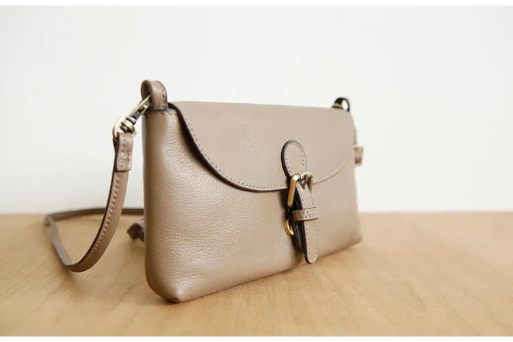 Womens Brown Leather Flap Crossbody Bag Purse Ladies Shoulder Bag