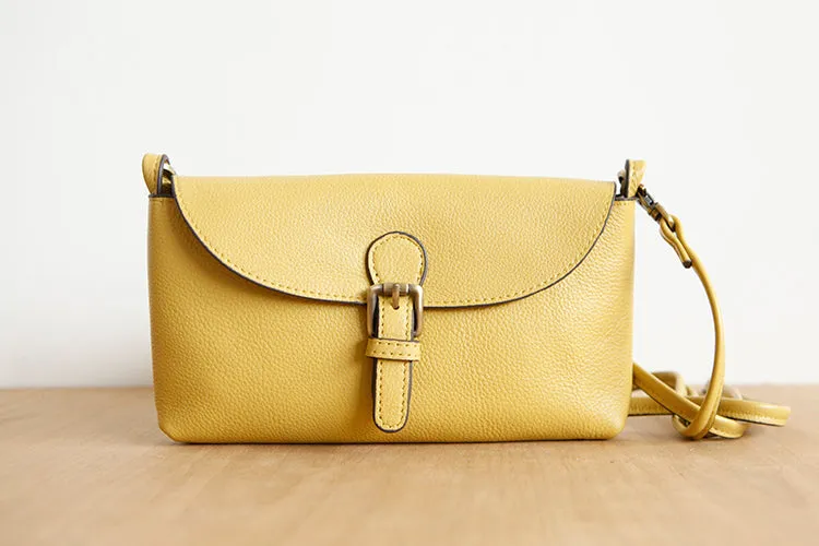 Womens Brown Leather Flap Crossbody Bag Purse Ladies Shoulder Bag
