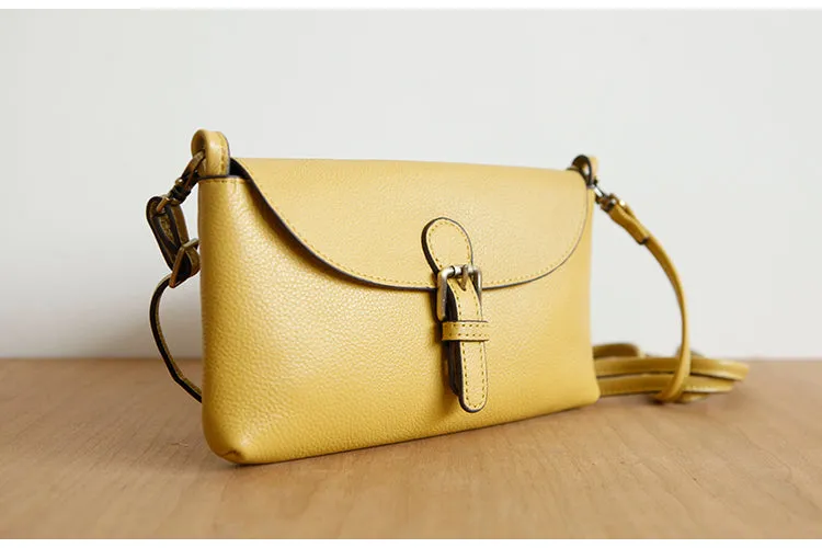 Womens Brown Leather Flap Crossbody Bag Purse Ladies Shoulder Bag