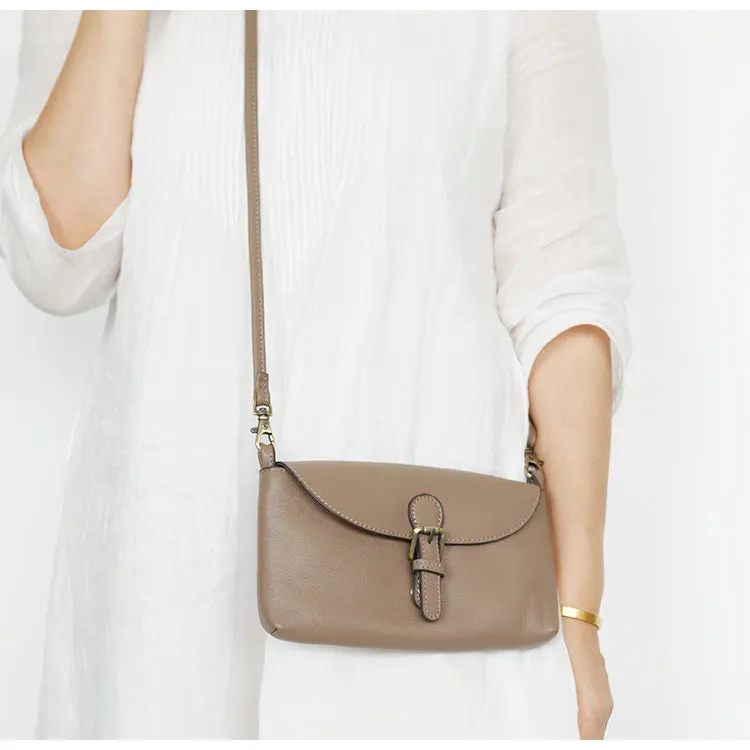Womens Brown Leather Flap Crossbody Bag Purse Ladies Shoulder Bag