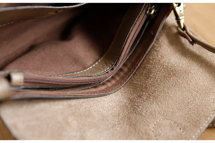 Womens Brown Leather Flap Crossbody Bag Purse Ladies Shoulder Bag