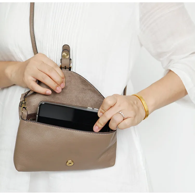 Womens Brown Leather Flap Crossbody Bag Purse Ladies Shoulder Bag