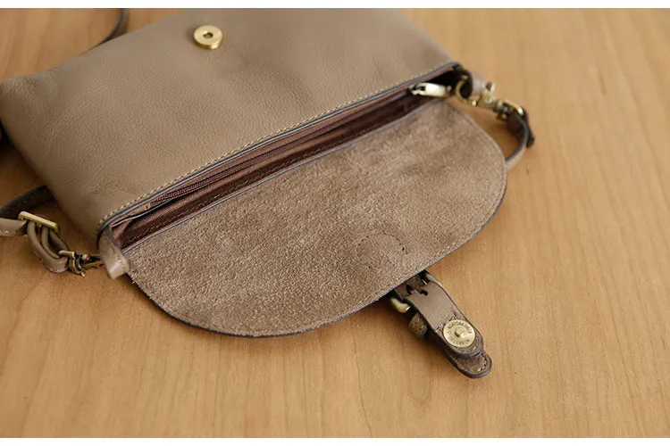 Womens Brown Leather Flap Crossbody Bag Purse Ladies Shoulder Bag