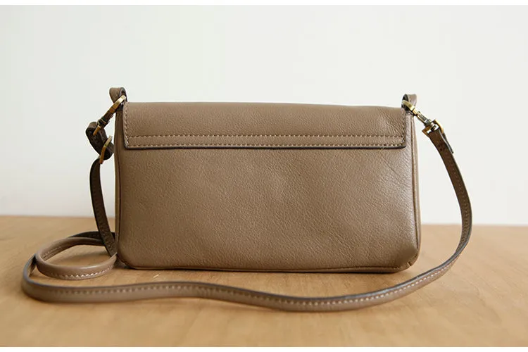 Womens Brown Leather Flap Crossbody Bag Purse Ladies Shoulder Bag