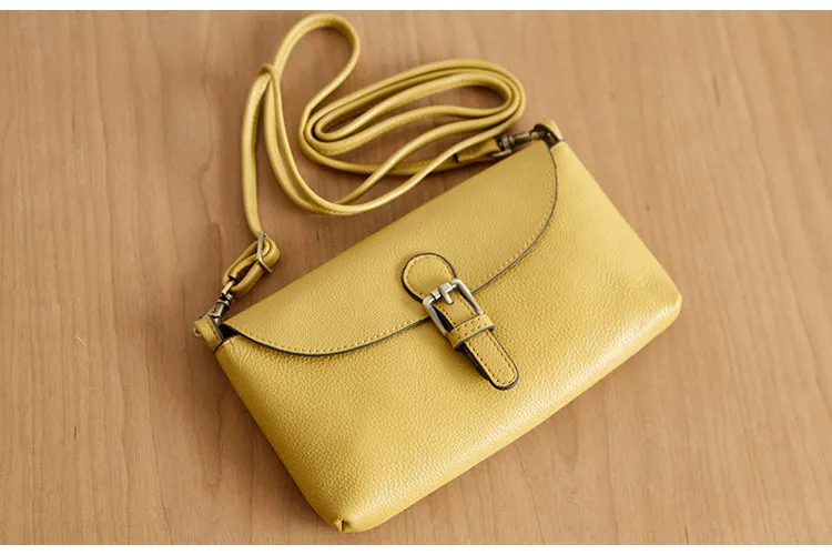 Womens Brown Leather Flap Crossbody Bag Purse Ladies Shoulder Bag
