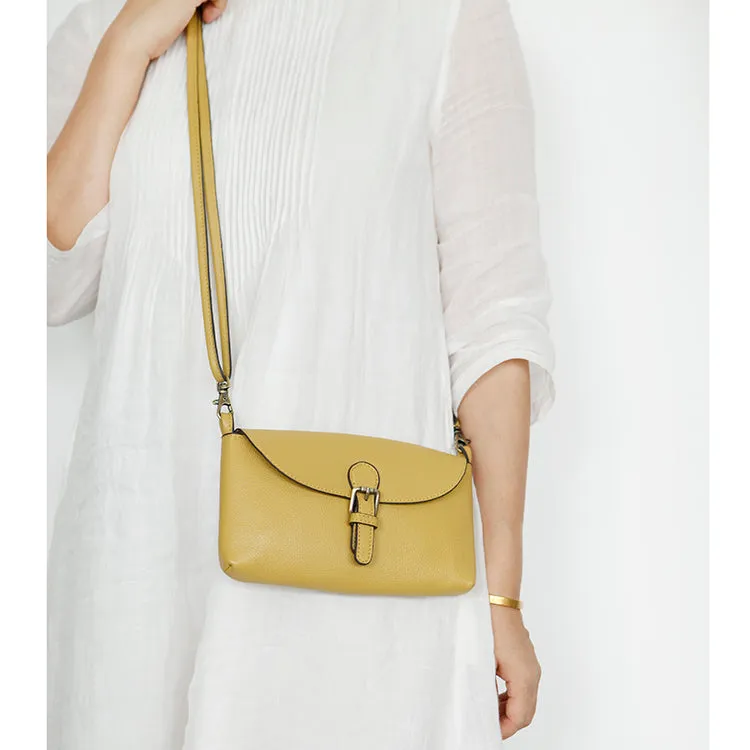 Womens Brown Leather Flap Crossbody Bag Purse Ladies Shoulder Bag
