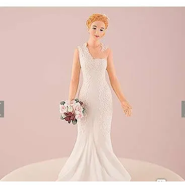 Woodland Bride And Groom Porcelain Figurine Wedding Cake Topper