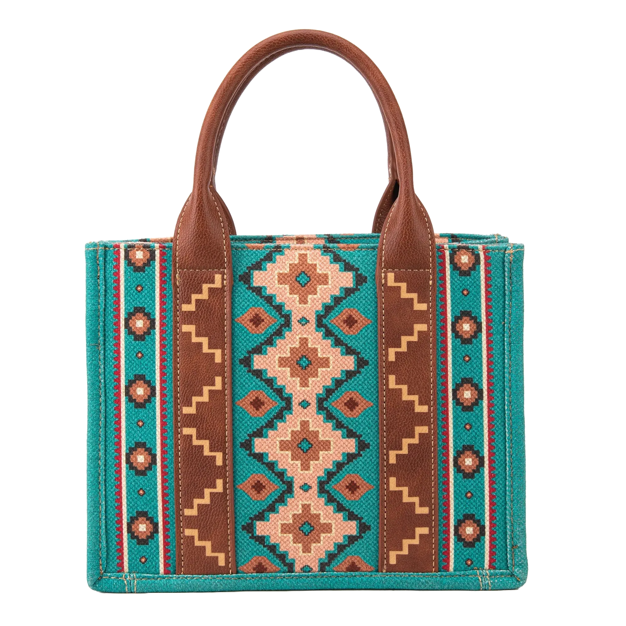 Wrangler Ladies Southwestern Small Turquoise Crossbody Tote Bag WG2203-8120STQ