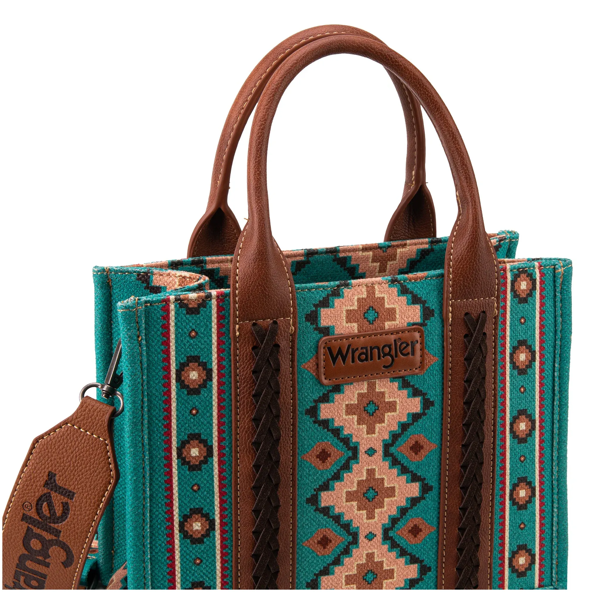 Wrangler Ladies Southwestern Small Turquoise Crossbody Tote Bag WG2203-8120STQ