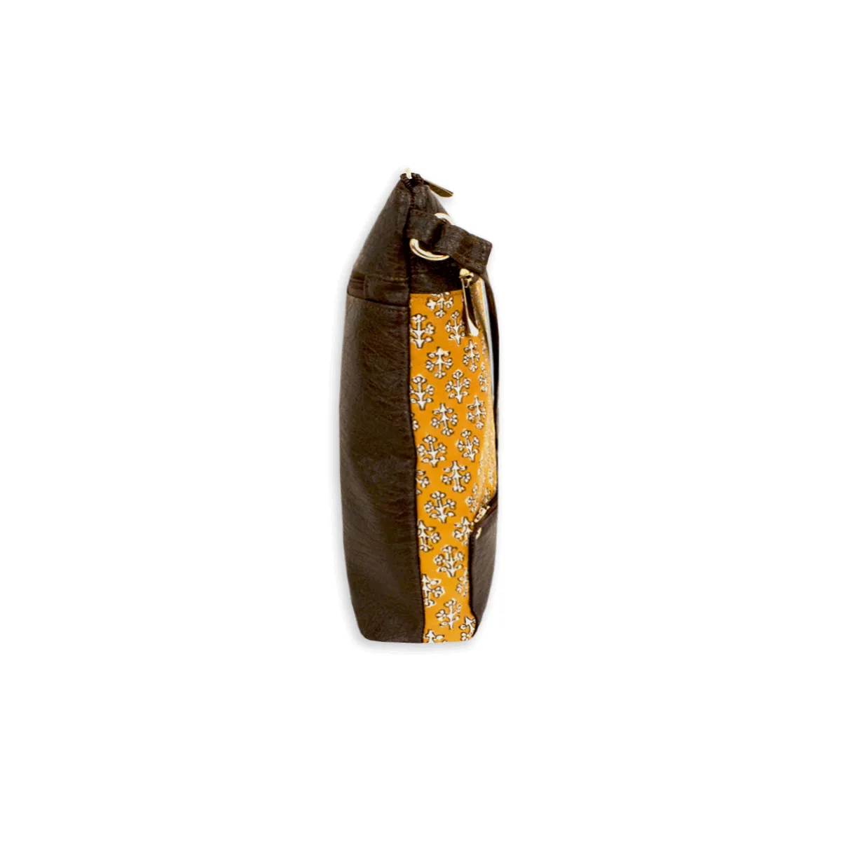 Yellow White Buta Block Printed Messenger Bag